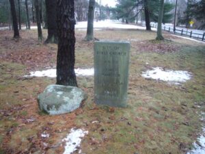 The Burying Ground was located next to Duxbury's First Meeting House. The marker on the former location of the meeting house was placed by the Town of Duxbury in 1937